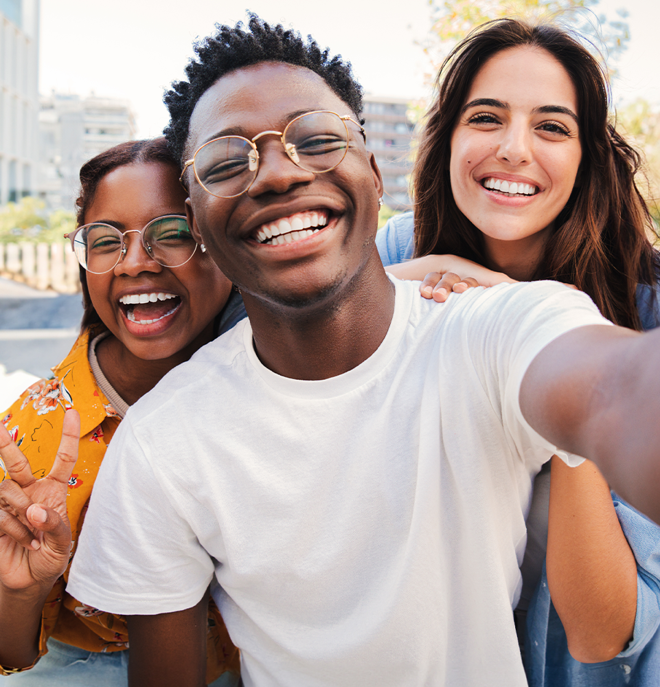 smiling people outside